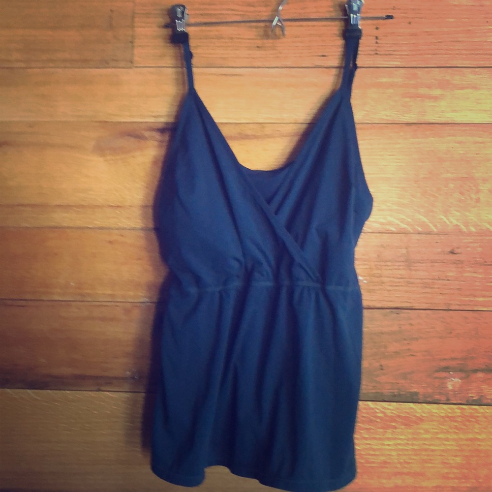 Blue yoga top, sweaty Betty